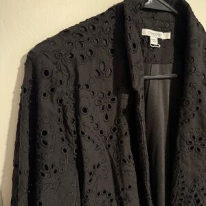 Chico’s Black Blazer featuring Eyelet Embroidery
